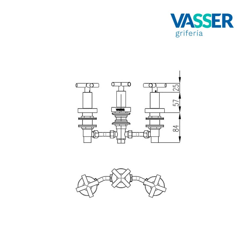 Juego para bidé de 2 llaves y transferencia - Imagen 2