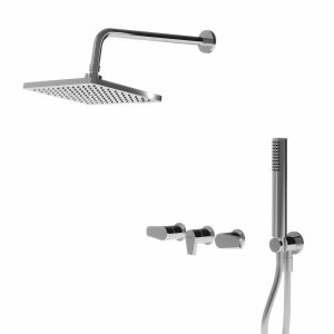 Juego para bañera y ducha de dos llaves con duchador manual