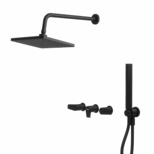 Juego para bañera y ducha de dos llaves con duchador manual black