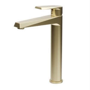 Juego monocomando alto para lavatorio brushed gold