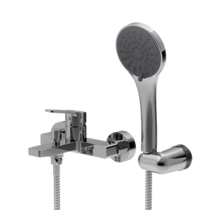 Juego monocomando exterior de pared, con transferencia con duchador manual