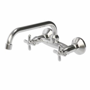 Juego para cocina exterior de pared de dos llaves, con pico móvil alto